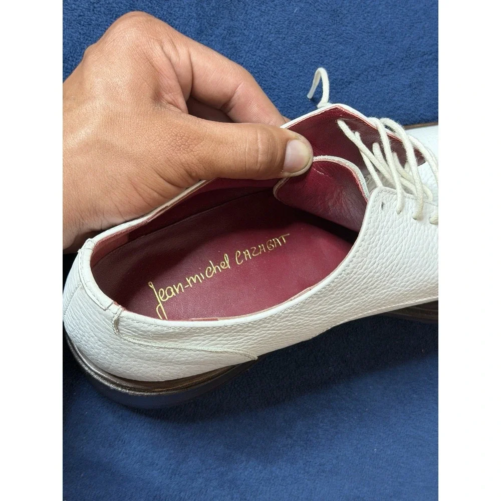 Vtg Jean Michael Cazabat White Toe Cap Oxford Dress Shoes Sz 41 EU Red Bottom